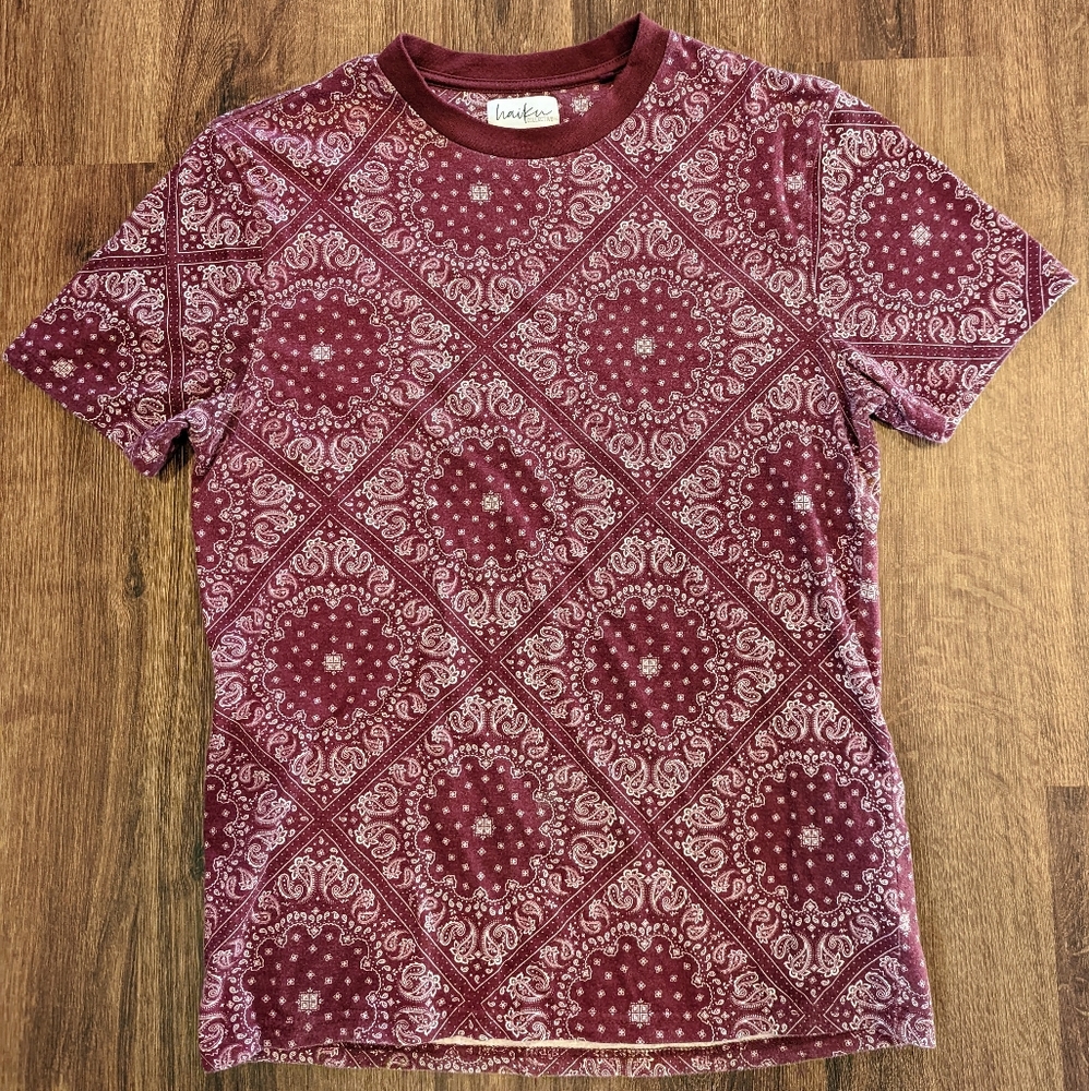 Red shirt with paisley design